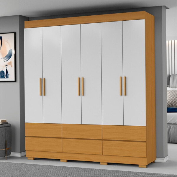 Guarda Roupa Casal 6 Portas 6 Gavetas Com Pés Marrocos Aramóv