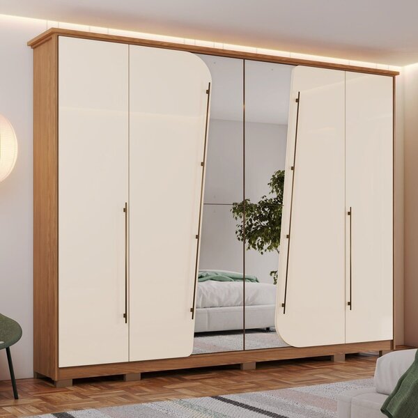 Guarda-roupa Casal 6 Portas 6 Gavetas Dubai Nature/off White