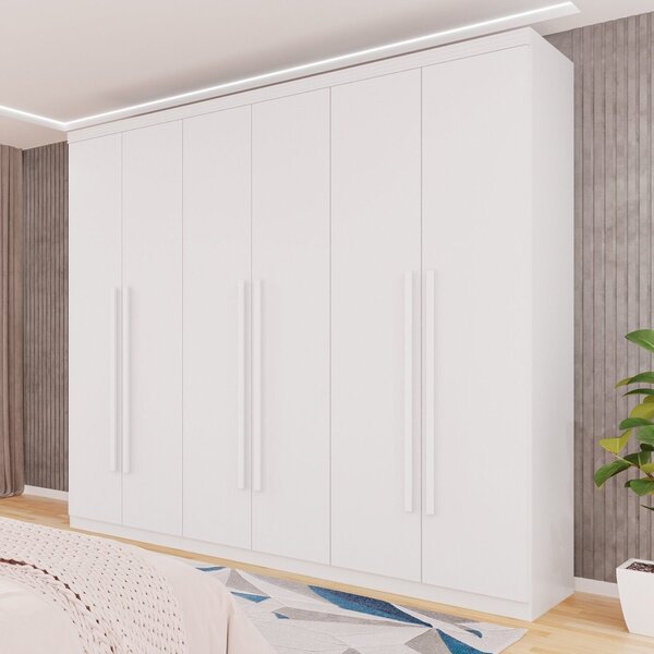Guarda-roupa Casal 6 Portas 6 Gavetas Florianópolis Branco
