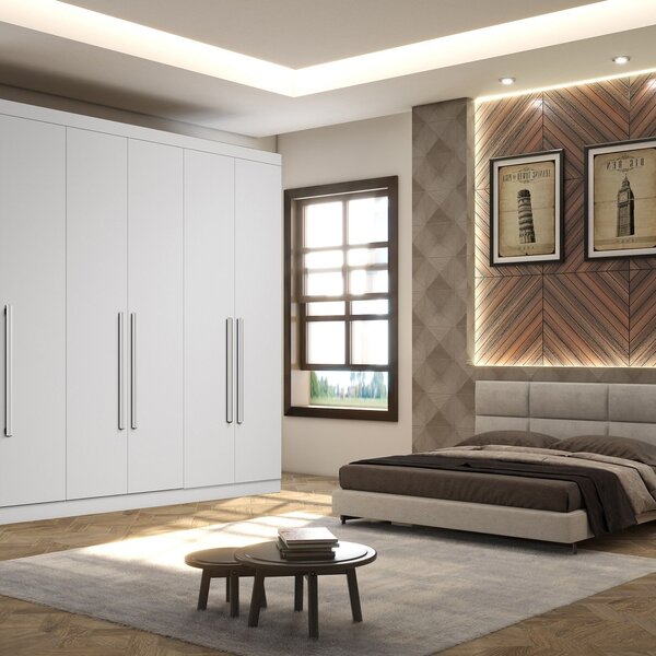 Guarda-roupa Casal 6 Portas 6 Gavetas Genova  Branco