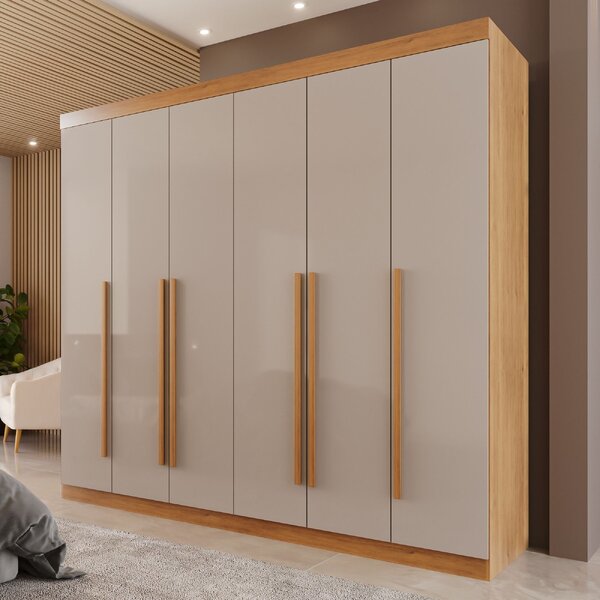 Guarda Roupa Casal 6 Portas 6 Gavetas Olímpia Cinamomo/off Wh