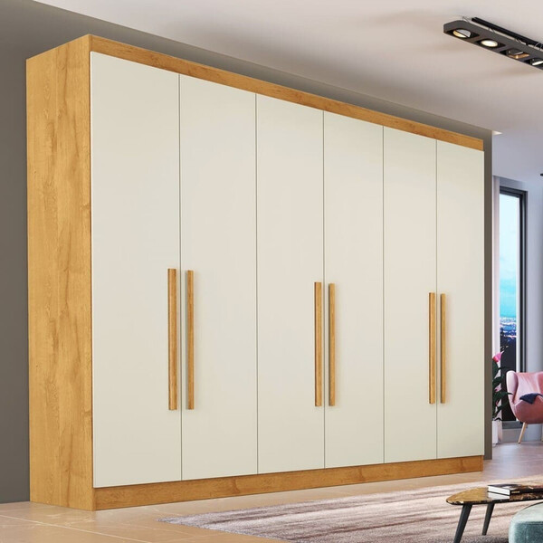Guarda Roupa Casal 6 Portas 6 Gavetas - Oslo-peroba/off White