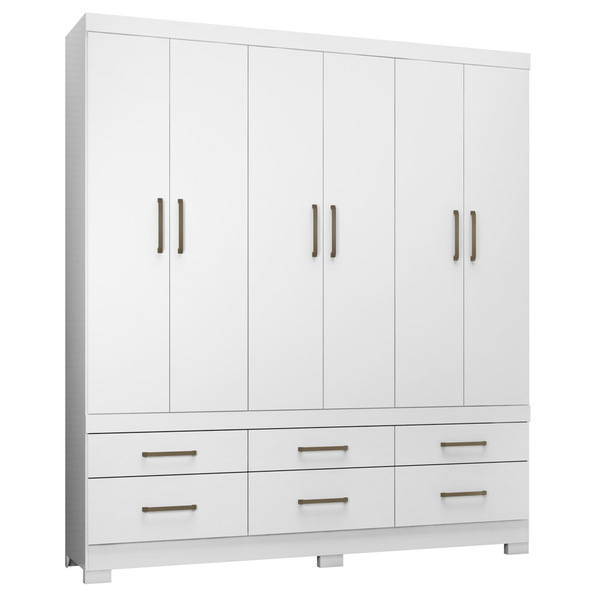 Guarda Roupa Casal 6 Portas 6 Gavetas Veneto D02 Branco - Mpo