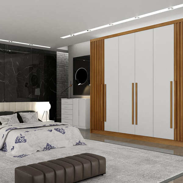 Guarda Roupa Casal 6 Portas 8 Gavetas - Himalaia Ripado-branc