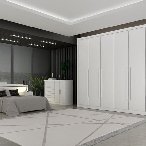 Guarda Roupa Casal 6 Portas 8 Gavetas - Orfeus-branco - Móvei