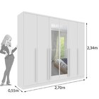 Guarda Roupa Casal 6 Portas 8 Gavetas Puxador Mdf 270cm Com E