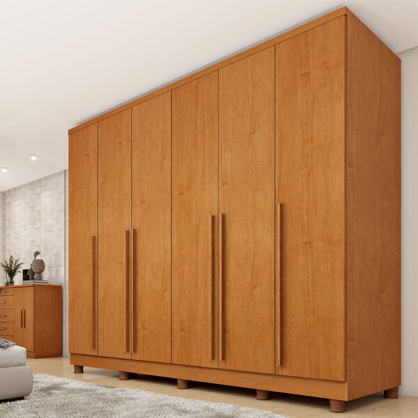Guarda Roupa Casal 6 Portas 8 Gavetas Puxador Mdf 270cm Com P