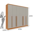 Guarda Roupa Casal 6 Portas 8 Gavetas Puxador Mdf 270cm Portu