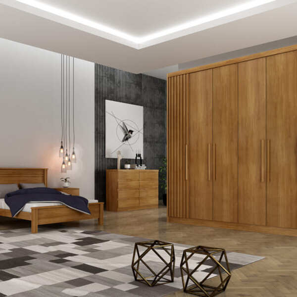 Guarda Roupa Casal 6 Portas 8 Gavetas - Santoro Ripado-cumaru