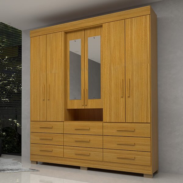 Guarda Roupa Casal 6 Portas 9 Gavetas Capelinha Com Espelho 1