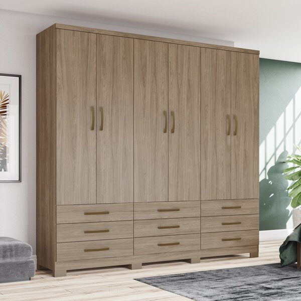 Guarda Roupa Casal 6 Portas 9 Gavetas Lara Rústico