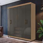 Guarda Roupa Casal 6 Portas Antônio Nature Grafite Perolizado