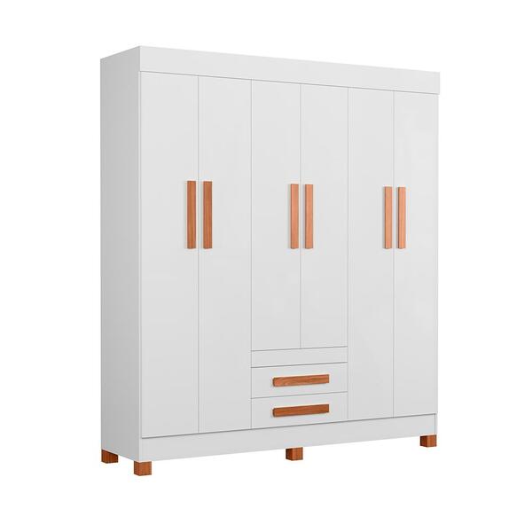Guarda Roupa Casal 6 Portas Barcelona Branco