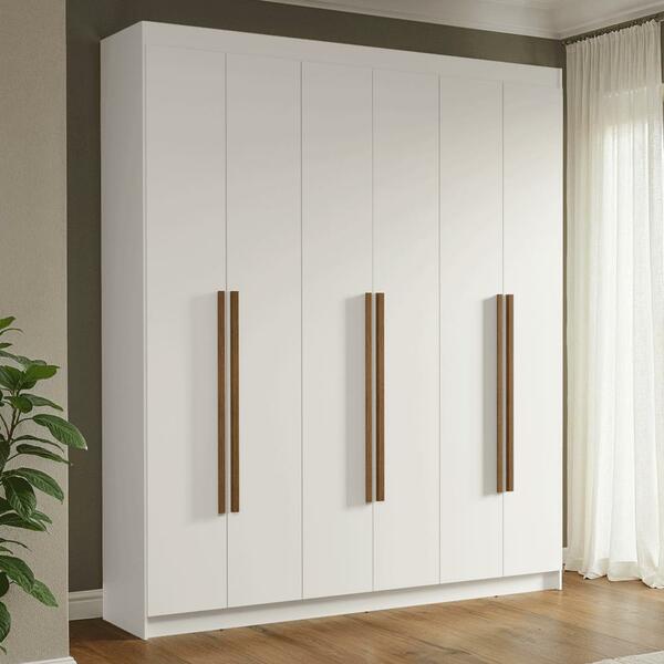 Guarda-roupa Casal 6 Portas Batentes Branco/branco/rustic Ven