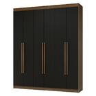 Guarda-roupa Casal 6 Portas Batentes Rustic/preto/rustic Netu