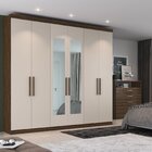 Guarda-roupa Casal 6 Portas Bélgica Com Espelho Carvalho Verm
