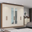 Guarda Roupa Casal 6 Portas Bélgica Com Espelho Nogueira / Of
