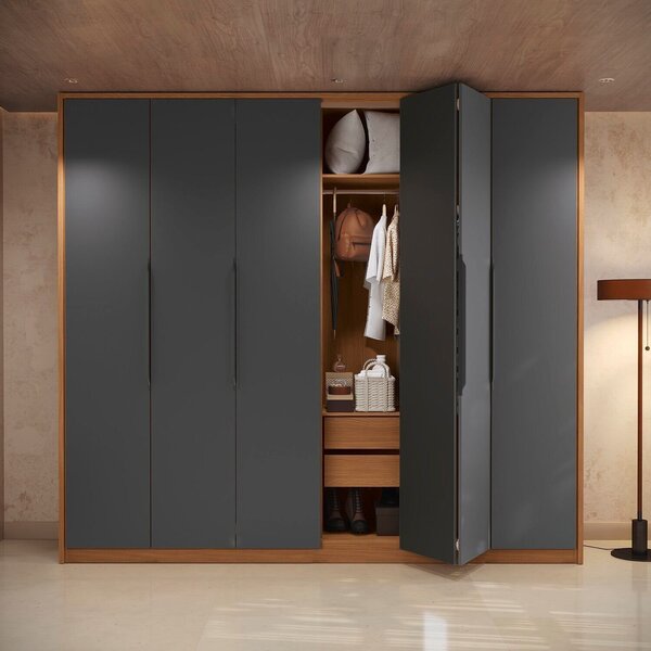 Guarda-roupa Casal 6 Portas Camarão 4 Gavetas Elegance Canela