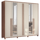 Guarda Roupa Casal 6 Portas Coimbra Com Espelho Jatobá Areia