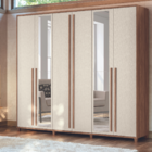 Guarda Roupa Casal 6 Portas Coimbra Com Espelho Jatobá Areia