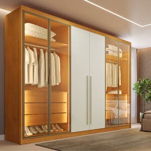 Reflecta Guarda Roupa Casal 6 Portas Com 4 Portas Devidro Reflecta Em Mdf Madri ...