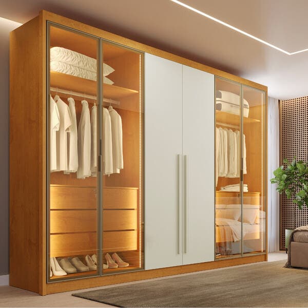 Reflecta Guarda Roupa Casal 6 Portas Com 4 Portas Devidro Reflecta Em Mdf Madri ...
