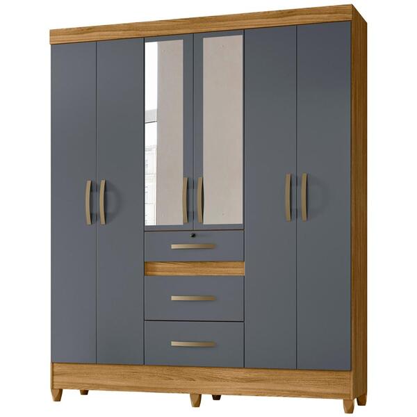 Guarda Roupa Casal 6 Portas Com Espelho 8684 Moval