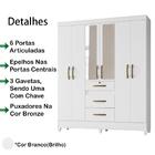 Guarda Roupa Casal 6 Portas Com Espelho 8684 Moval