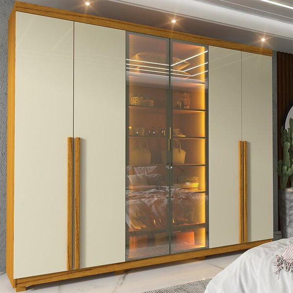 Guarda-roupa Casal 6 Portas Com Pés Com Led Imperatriz Reflec