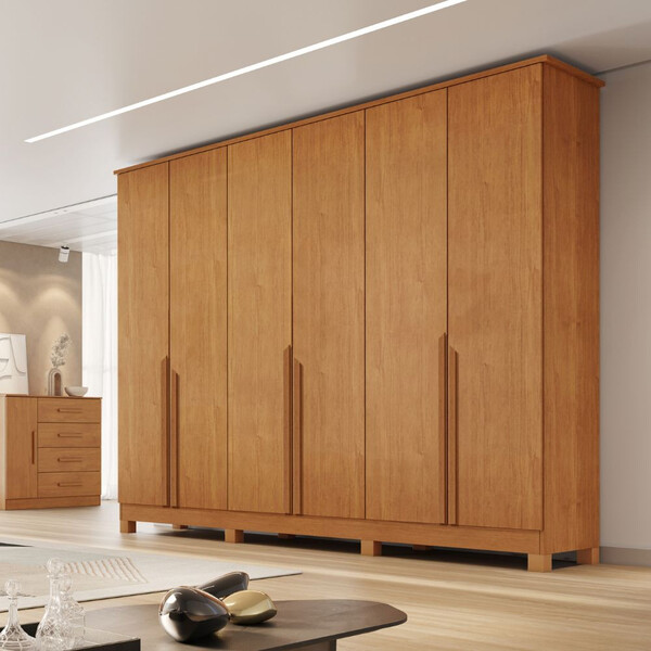 Guarda Roupa Casal 6 Portas Com Pés Em Mdf Bianca Bianchi