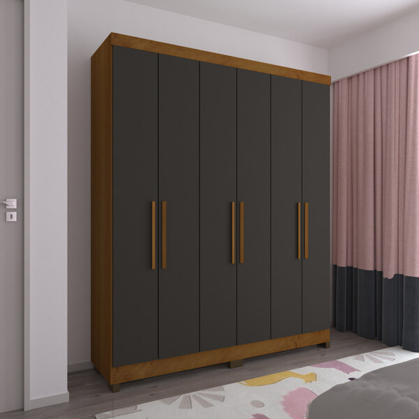 Guarda Roupa Casal 6 Portas Com Pés Gênova Luciane Móveis