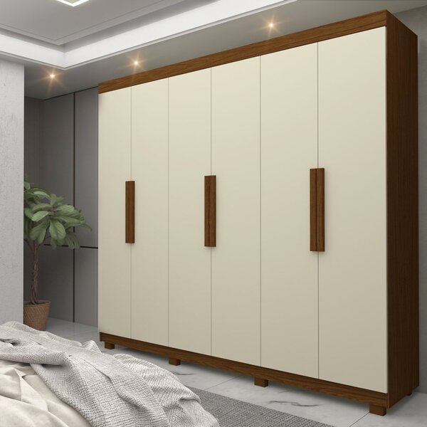 Guarda-roupa Casal 6 Portas Com Pés Império 100% Mdf Castanho