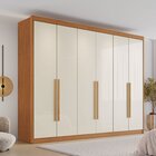 Guarda Roupa Casal 6 Portas Com Puxador De Madeiras 8 Gavetas