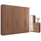 Guarda Roupa Casal 6 Portas Cômoda Ampelios Jatobá Grafite