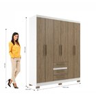 Guarda-roupa Casal 6 Portas E 3 Gavetas Branco Brilho / Wood