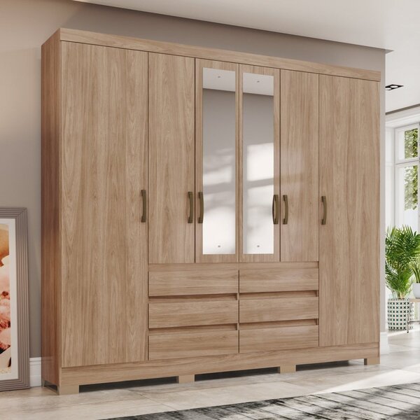 Guarda-roupa Casal 6 Portas E 6 Gavetas Com Espelho B355 Jequ