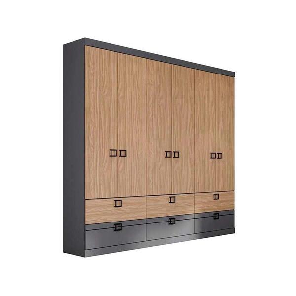 Guarda Roupa Casal 6 Portas E 6 Gavetas Ph1734 Grafite/cedro