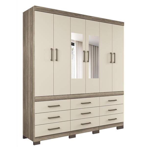 Guarda Roupa Casal 6 Portas E 9 Gavetas Star 6.9 Com Espelho
