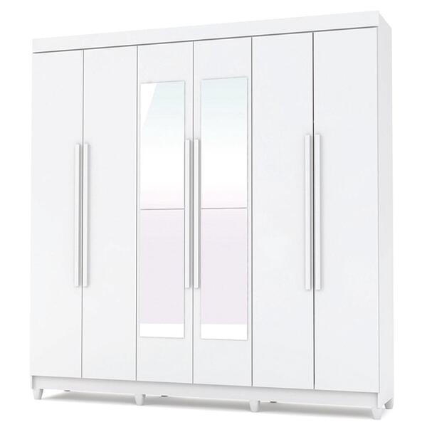 Guarda Roupa Casal 6 Portas E Espelho Elegance Branco - Vlr M