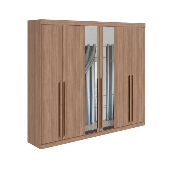 Guarda-roupa Casal 6 Portas Espelho Castellaro Carvalho
