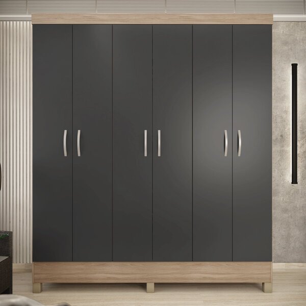 Guarda-roupa Casal 6 Portas Falco Yescasa Avena/grafito