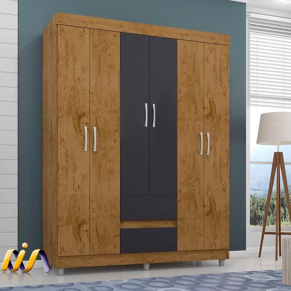 Guarda Roupa Casal 6 Portas Freijó Carbono 620-98 Araplac