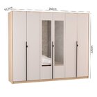 Guarda Roupa Casal 6 Portas Hefesto Com Espelho Carvalho Natu