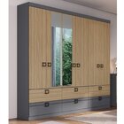 Guarda Roupa Casal 6 Portas Inglaterra  Grafite/cedro