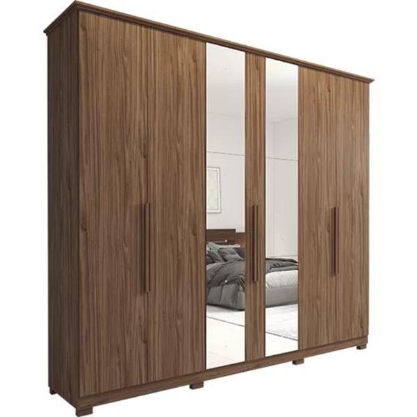 Guarda Roupa Casal 6 Portas Itaúnas Com Espelho Panan Móveis