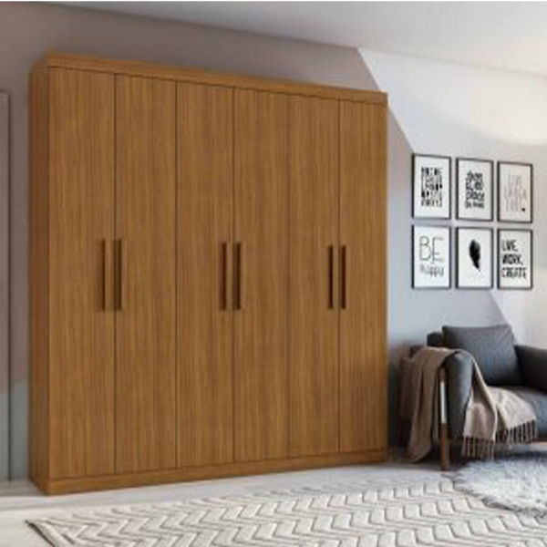Guarda-roupa Casal 6 Portas Jazz- Lopas - Amendoa Clean