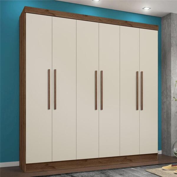 Guarda Roupa Casal 6 Portas Lauana Ébano Off White