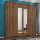 Guarda Roupa Casal 6 Portas Lauana Ébano Rústico Com Espelho