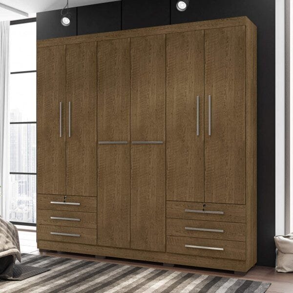 Guarda-roupa Casal 6 Portas Londres Incorplac Malbec