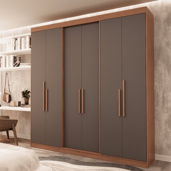 Guarda Roupa Casal 6 Portas Lugano Carvalho/fendi